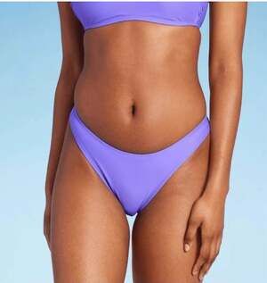 Wild Fable Low-Rise High Leg Cheeky Bikini Swim Bottom Purple L NWT